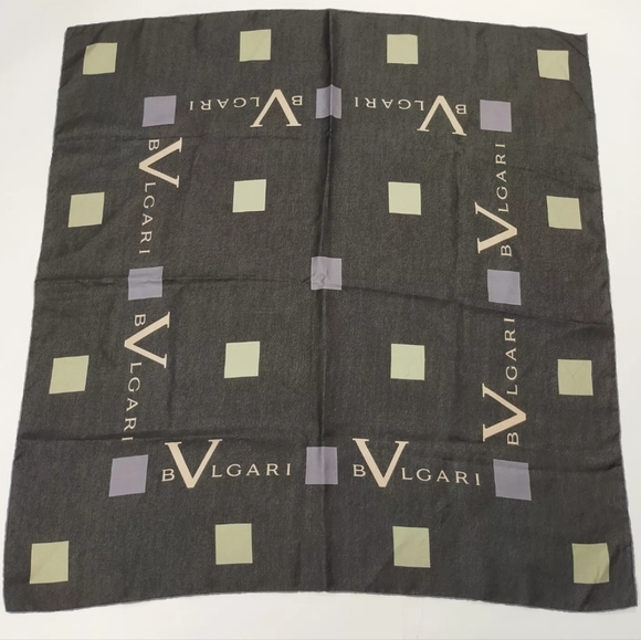 Bvlgari Gray Multi Geo Print Silk Scarf With Box - Picture 5 of 12
